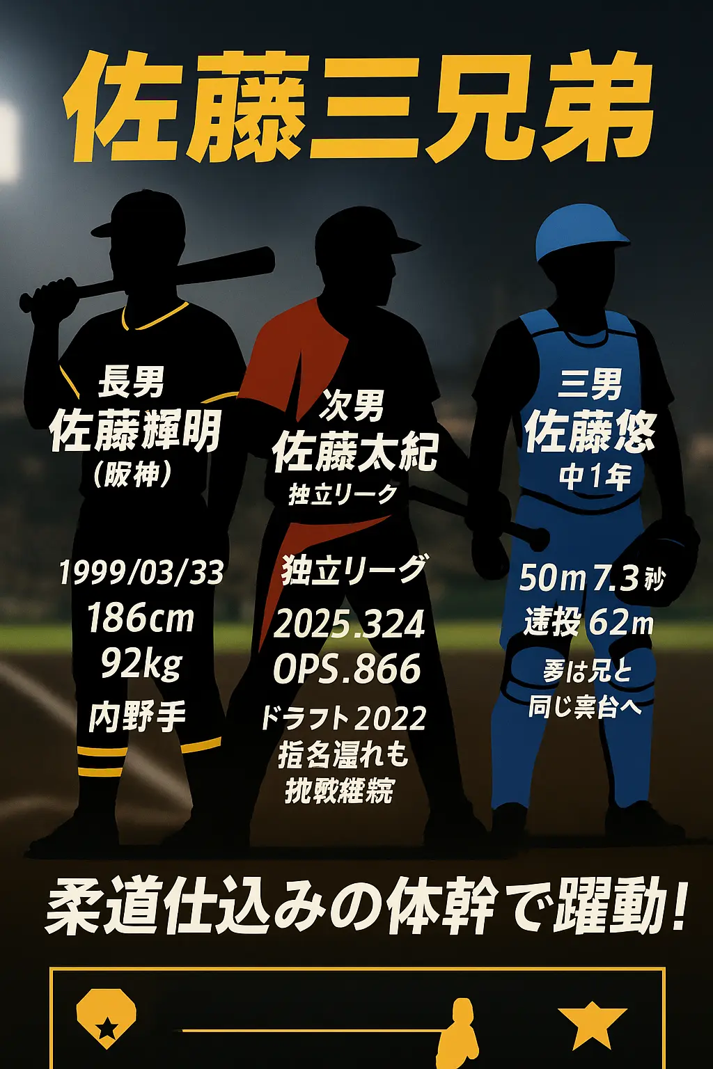 佐藤輝明の弟の太紀ドラフト指名漏れ？成績？小学生？弟の三男の悠？兄