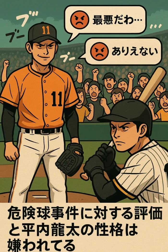 危険球事件に対する評価と平内龍太の性格は嫌われてる