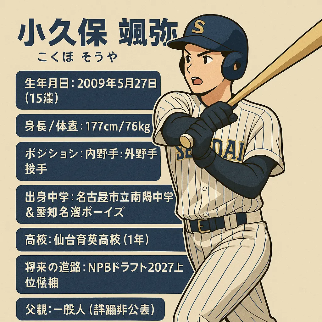 小久保颯弥の彼女？父親？身長？中学？進路？仙台育成・大阪桐蔭？ドラフト？
