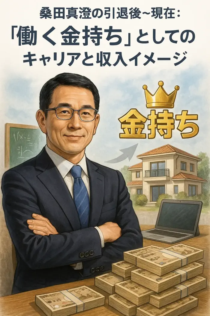 桑田真澄の引退後〜現在:「働く金持ち」としてのキャリアと収入イメージ