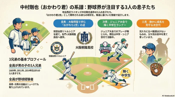 中村剛也（おかわり君）の子供は何人？息子（長男・次男・三男）